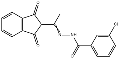 3-chloro-N'-[1-(1,3-dioxo-2,3-dihydro-1H-inden-2-yl)ethylidene]benzohydrazide Struktur