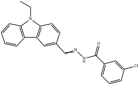 3-chloro-N'-[(9-ethyl-9H-carbazol-3-yl)methylene]benzohydrazide Struktur