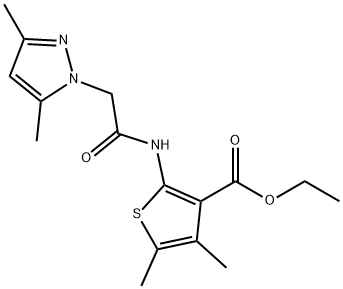 ethyl 2-{[(3,5-dimethyl-1H-pyrazol-1-yl)acetyl]amino}-4,5-dimethyl-3-thiophenecarboxylate Struktur