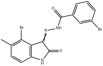 3-bromo-N'-(4-bromo-5-methyl-2-oxo-1,2-dihydro-3H-indol-3-ylidene)benzohydrazide Struktur