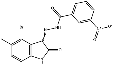 N'-(4-bromo-5-methyl-2-oxo-1,2-dihydro-3H-indol-3-ylidene)-3-nitrobenzohydrazide Struktur