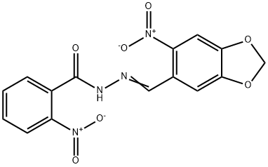 2-nitro-N'-({6-nitro-1,3-benzodioxol-5-yl}methylene)benzohydrazide Struktur