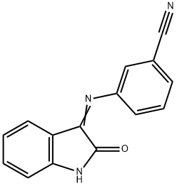 3-[(2-oxo-1,2-dihydro-3H-indol-3-ylidene)amino]benzonitrile Struktur