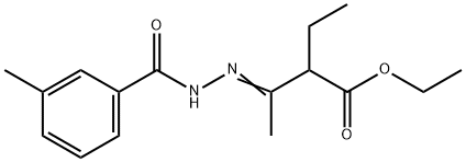 ethyl 2-ethyl-3-[(3-methylbenzoyl)hydrazono]butanoate Struktur