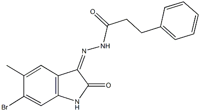 N'-(6-bromo-5-methyl-2-oxo-1,2-dihydro-3H-indol-3-ylidene)-3-phenylpropanohydrazide Struktur