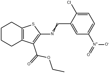 ethyl 2-({2-chloro-5-nitrobenzylidene}amino)-4,5,6,7-tetrahydro-1-benzothiophene-3-carboxylate Struktur