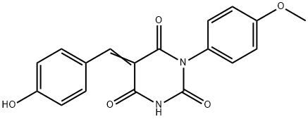 5-(4-hydroxybenzylidene)-1-(4-methoxyphenyl)-2,4,6(1H,3H,5H)-pyrimidinetrione Struktur