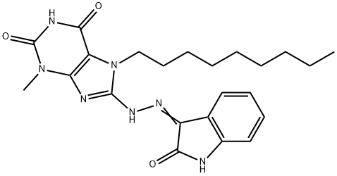 3-methyl-7-nonyl-8-[2-(2-oxo-1,2-dihydro-3H-indol-3-ylidene)hydrazino]-3,7-dihydro-1H-purine-2,6-dione Struktur