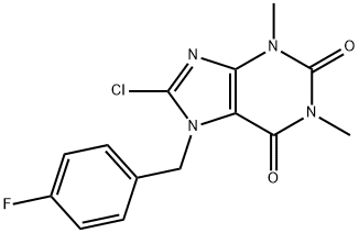 8-chloro-7-(4-fluorobenzyl)-1,3-dimethyl-3,7-dihydro-1H-purine-2,6-dione Struktur