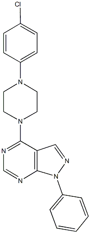 4-[4-(4-chlorophenyl)-1-piperazinyl]-1-phenyl-1H-pyrazolo[3,4-d]pyrimidine Struktur