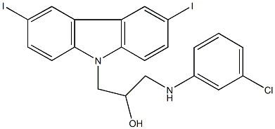 1-(3-chloroanilino)-3-(3,6-diiodo-9H-carbazol-9-yl)-2-propanol Struktur