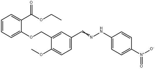 ethyl 2-{[5-(2-{4-nitrophenyl}carbohydrazonoyl)-2-methoxybenzyl]oxy}benzoate Struktur