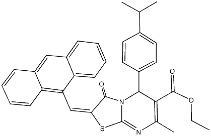 ethyl 2-(9-anthrylmethylene)-5-(4-isopropylphenyl)-7-methyl-3-oxo-2,3-dihydro-5H-[1,3]thiazolo[3,2-a]pyrimidine-6-carboxylate Struktur