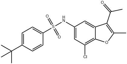 N-(3-acetyl-7-chloro-2-methyl-1-benzofuran-5-yl)-4-tert-butylbenzenesulfonamide Struktur