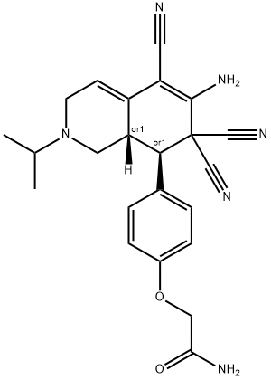 2-[4-(6-amino-5,7,7-tricyano-2-isopropyl-1,2,3,7,8,8a-hexahydroisoquinolin-8-yl)phenoxy]acetamide Struktur