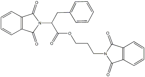 3-(1,3-dioxo-1,3-dihydro-2H-isoindol-2-yl)propyl 2-(1,3-dioxo-1,3-dihydro-2H-isoindol-2-yl)-3-phenylpropanoate Struktur