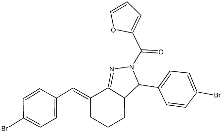 7-(4-bromobenzylidene)-3-(4-bromophenyl)-2-(2-furoyl)-3,3a,4,5,6,7-hexahydro-2H-indazole Struktur