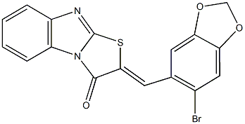 2-[(6-bromo-1,3-benzodioxol-5-yl)methylene][1,3]thiazolo[3,2-a]benzimidazol-3(2H)-one Struktur