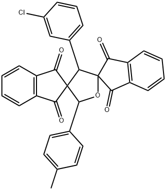 4'-(3-chlorophenyl)-2'-(4-methylphenyl)-dispiro[bis[1H-indene-1,3(2H)-dione]-2,3':2'',5'-tetrahydrofuran] Struktur