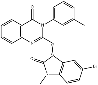 2-[(5-bromo-1-methyl-2-oxo-1,2-dihydro-3H-indol-3-ylidene)methyl]-3-(3-methylphenyl)-4(3H)-quinazolinone Struktur