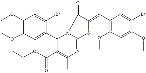 ethyl 2-(5-bromo-2,4-dimethoxybenzylidene)-5-(2-bromo-4,5-dimethoxyphenyl)-7-methyl-3-oxo-2,3-dihydro-5H-[1,3]thiazolo[3,2-a]pyrimidine-6-carboxylate Struktur