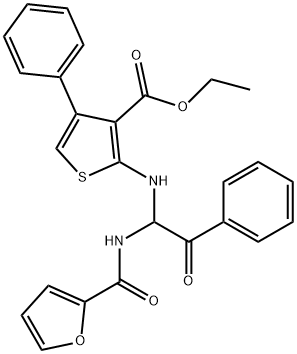 ethyl 2-{[1-(2-furoylamino)-2-oxo-2-phenylethyl]amino}-4-phenyl-3-thiophenecarboxylate Struktur