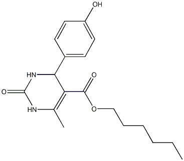 hexyl 4-(4-hydroxyphenyl)-6-methyl-2-oxo-1,2,3,4-tetrahydro-5-pyrimidinecarboxylate Struktur