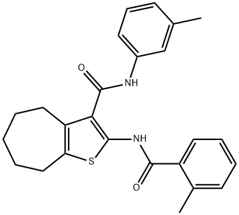 2-[(2-methylbenzoyl)amino]-N-(3-methylphenyl)-5,6,7,8-tetrahydro-4H-cyclohepta[b]thiophene-3-carboxamide Struktur