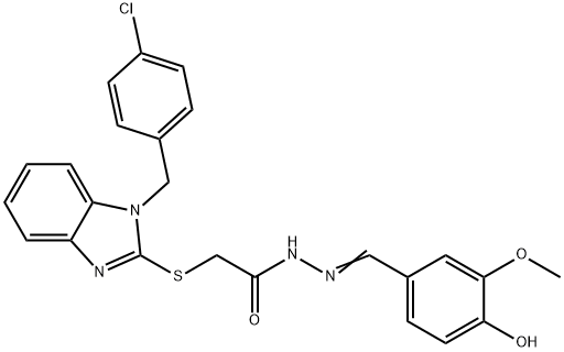 2-{[1-(4-chlorobenzyl)-1H-benzimidazol-2-yl]sulfanyl}-N'-(4-hydroxy-3-methoxybenzylidene)acetohydrazide Struktur