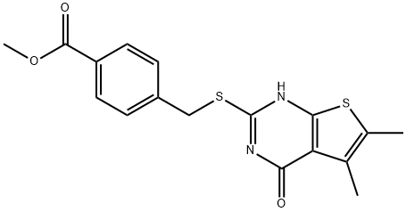 methyl 4-{[(5,6-dimethyl-4-oxo-3,4-dihydrothieno[2,3-d]pyrimidin-2-yl)sulfanyl]methyl}benzoate Struktur