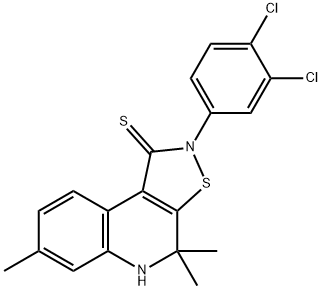 2-(3,4-dichlorophenyl)-4,4,7-trimethyl-4,5-dihydroisothiazolo[5,4-c]quinoline-1(2H)-thione Struktur