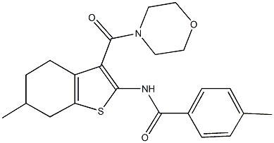 4-methyl-N-[6-methyl-3-(4-morpholinylcarbonyl)-4,5,6,7-tetrahydro-1-benzothien-2-yl]benzamide Struktur