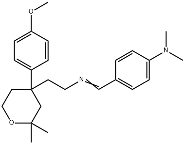 N-[4-(dimethylamino)benzylidene]-N-{2-[4-(4-methoxyphenyl)-2,2-dimethyltetrahydro-2H-pyran-4-yl]ethyl}amine Struktur