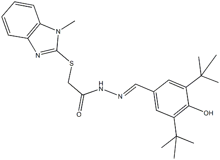 N'-(3,5-ditert-butyl-4-hydroxybenzylidene)-2-[(1-methyl-1H-benzimidazol-2-yl)sulfanyl]acetohydrazide Struktur