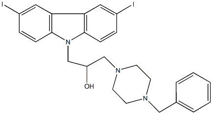 1-(4-benzyl-1-piperazinyl)-3-(3,6-diiodo-9H-carbazol-9-yl)-2-propanol Struktur