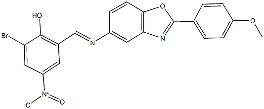 2-bromo-4-nitro-6-({[2-(4-methoxyphenyl)-1,3-benzoxazol-5-yl]imino}methyl)phenol Struktur