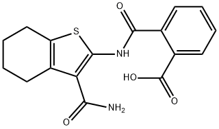 2-({[3-(aminocarbonyl)-4,5,6,7-tetrahydro-1-benzothien-2-yl]amino}carbonyl)benzoic acid Struktur