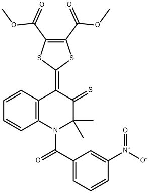 dimethyl 2-(1-{3-nitrobenzoyl}-2,2-dimethyl-3-thioxo-2,3-dihydro-4(1H)-quinolinylidene)-1,3-dithiole-4,5-dicarboxylate Struktur