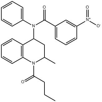 N-(1-butyryl-2-methyl-1,2,3,4-tetrahydro-4-quinolinyl)-3-nitro-N-phenylbenzamide Struktur