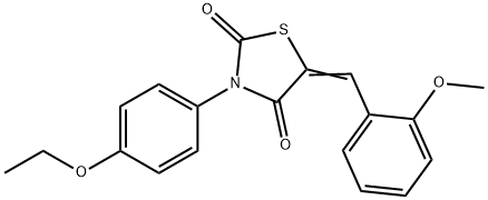 3-(4-ethoxyphenyl)-5-(2-methoxybenzylidene)-1,3-thiazolidine-2,4-dione Struktur