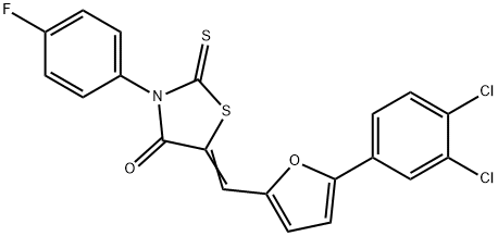 5-{[5-(3,4-dichlorophenyl)-2-furyl]methylene}-3-(4-fluorophenyl)-2-thioxo-1,3-thiazolidin-4-one Struktur