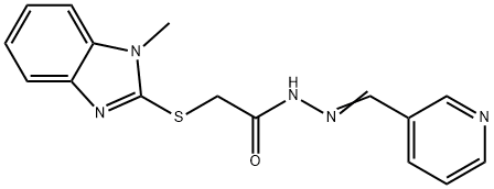 2-[(1-methyl-1H-benzimidazol-2-yl)sulfanyl]-N'-(3-pyridinylmethylene)acetohydrazide Struktur