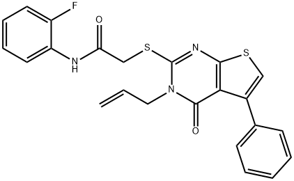 2-[(3-allyl-4-oxo-5-phenyl-3,4-dihydrothieno[2,3-d]pyrimidin-2-yl)sulfanyl]-N-(2-fluorophenyl)acetamide Struktur