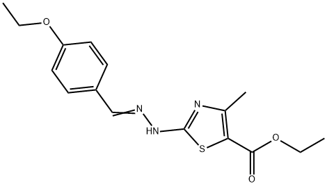 ethyl 2-[2-(4-ethoxybenzylidene)hydrazino]-4-methyl-1,3-thiazole-5-carboxylate Struktur