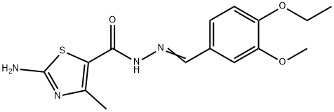 2-amino-N'-(4-ethoxy-3-methoxybenzylidene)-4-methyl-1,3-thiazole-5-carbohydrazide Struktur