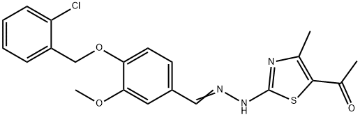 4-[(2-chlorobenzyl)oxy]-3-methoxybenzaldehyde (5-acetyl-4-methyl-1,3-thiazol-2-yl)hydrazone Struktur