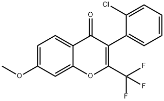 3-(2-chlorophenyl)-7-methoxy-2-(trifluoromethyl)-4H-chromen-4-one Struktur