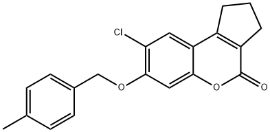 8-chloro-7-[(4-methylbenzyl)oxy]-2,3-dihydrocyclopenta[c]chromen-4(1H)-one Struktur