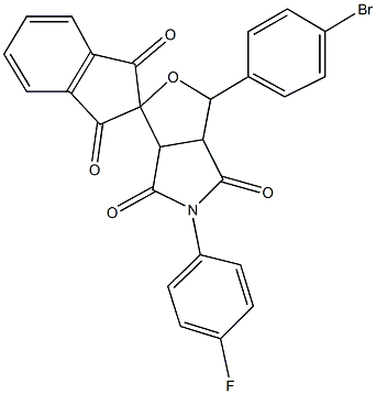 5-(4-fluorophenyl)-3-(4-bromophenyl)-4,6-dioxohexahydrospiro(1H-furo[3,4-c]pyrrole-1,2'-[1,3]-dioxoindane) Struktur