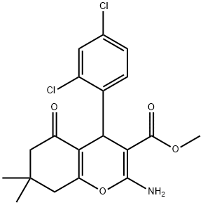 methyl 2-amino-4-(2,4-dichlorophenyl)-7,7-dimethyl-5-oxo-5,6,7,8-tetrahydro-4H-chromene-3-carboxylate Struktur